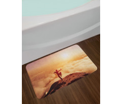 Karate Posed Man at Sunset Bath Mat