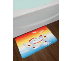 New Year Santa Cat Bath Mat