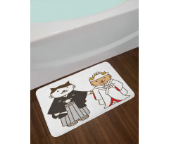 Bride and Groom Cats Bath Mat