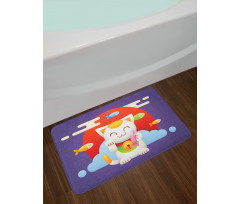 Maneki Neko Coins Fish Bath Mat