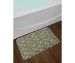 Leaves and Animals Bath Mat