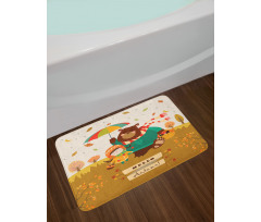 Hello Autumn Cartoon Bath Mat