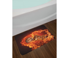 Motorbike in Fire Bath Mat