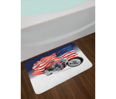 Motorbike and US Flag Bath Mat