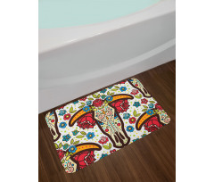 Mexican Folk Animal Skull Bath Mat