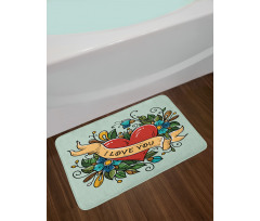 I Love You Ribbon Heart Bath Mat