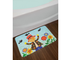 Rustic Scene Bird Friends Bath Mat