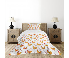 Doodle Chickens and Branches Bedspread Set