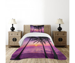 Palms Silhouette Purple Bedspread Set