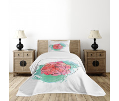 Camellia Grunge Art Bedspread Set