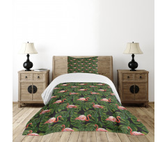 Exotic Bird and Monstera Bedspread Set