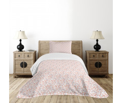 Peachy Feminine Theme Flower Bedspread Set