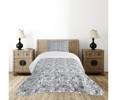 Monochrome Poppy Sketch Art Bedspread Set