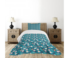 Floral and Butterflies Art Bedspread Set