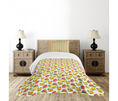 Watercolor Citrus Pomegranate Bedspread Set