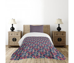 Highly Ornamented Floral Bedspread Set