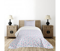 Repeating Pattern of Feather Bedspread Set