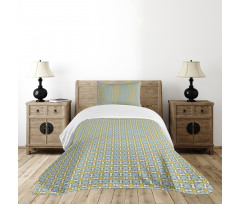 Tile Like Vintage Motif Bedspread Set