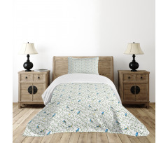 Thin Leafy Branches Berries Bedspread Set