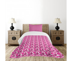 Pink Color Palette Leaves Bedspread Set