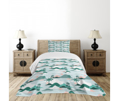 Paper Cut Style Beach Art Bedspread Set