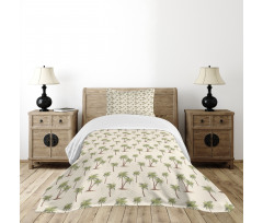 Simplistic Palms Pattern Bedspread Set