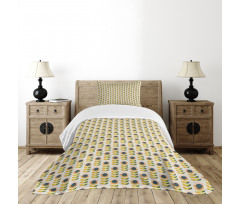 Flowers and Symmetric Leaves Bedspread Set