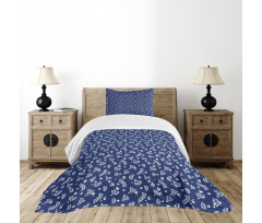 Simple Flowers Leaves Bedspread Set