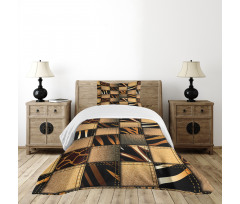 Jeans Denim Patchwork Bedspread Set