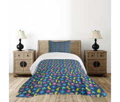 Funny Monsters Making Faces Bedspread Set