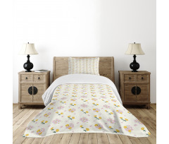 Cosmee and Zinnia Flowers Bedspread Set