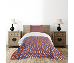 Bicolour Floral Grid Bedspread Set