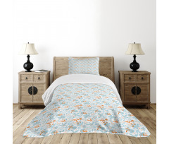 Fall Leaves Mushrooms Bedspread Set