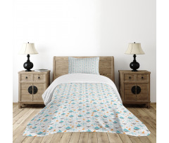 Sailboat Seagull Fishes Bedspread Set