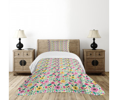 Doodle Peonies Berries Leaves Bedspread Set