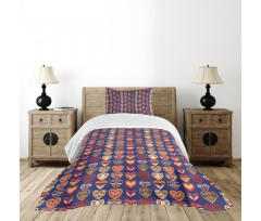 Colorful Hearts Art Bedspread Set