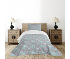 Delicate Hawaiian Leaves Bedspread Set