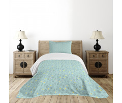 Round Flora with Leaves Bedspread Set