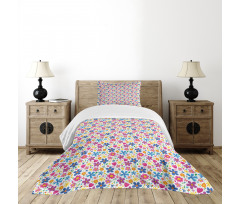 Funny Spring Cartoon Flowers Bedspread Set