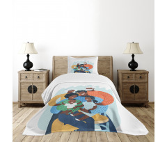 Happy Family Scene Bedspread Set