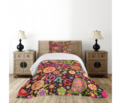 Hippie Paisley Leaves Bedspread Set