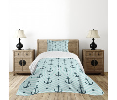 Zigzag Chevron Anchors Bedspread Set