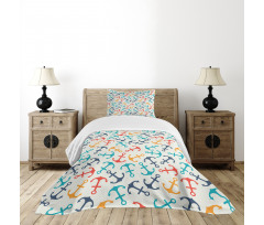 Anchor Shape in Lines Bedspread Set