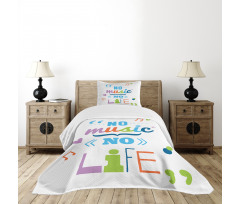 No Music, No Life Slogan Bedspread Set