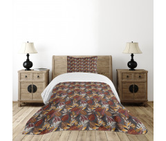 Tropic Leaves in Earth Tones Bedspread Set