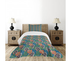 Grunge Houseplant Leaves Bedspread Set