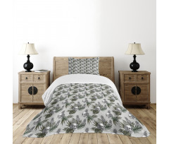 Gothic Item on Tropic Leaves Bedspread Set