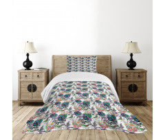 Summer Flowers Exotic Bird Bedspread Set