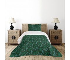 Growth Jungle Leaves Motif Bedspread Set