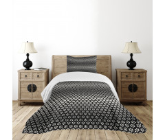 Halftone Hexagons Flowers Bedspread Set